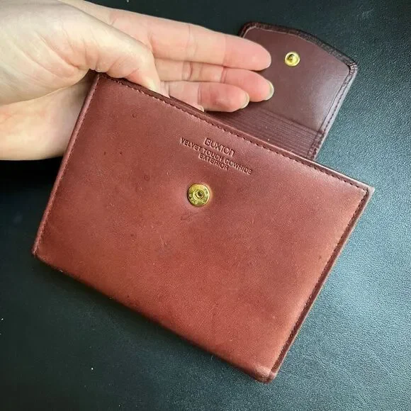 VTG Buxton Cowhide Wallet Snap & Kiss-Lock Change Pocket Brown 5"x4" - Picture 3 of 10